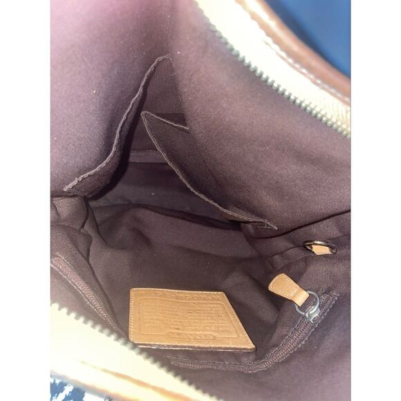 Vintage Coach Signature Print Monogram & Leather Shoulder Bag #3578 GUC Tan - Picture 10 of 13